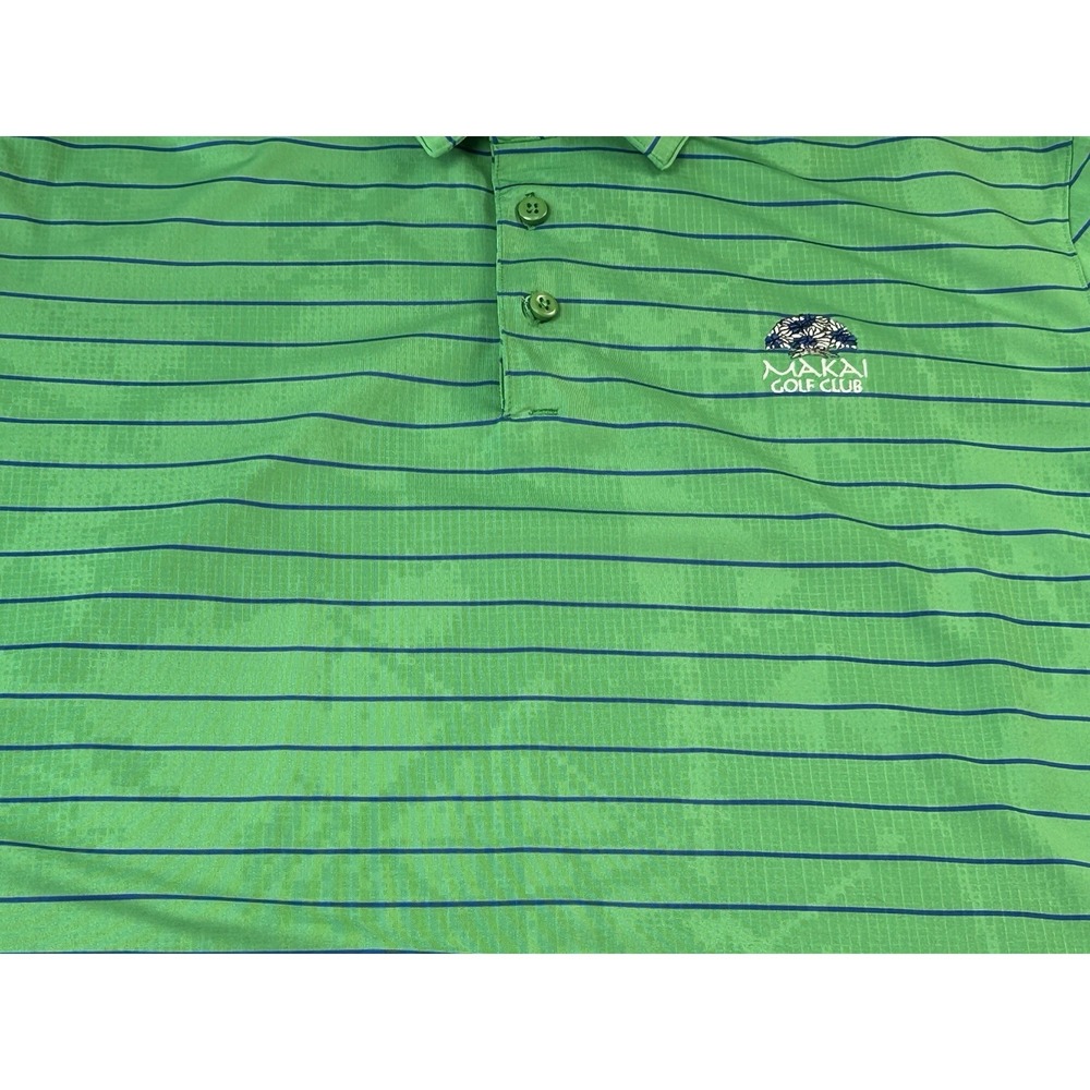 Under Armour Polo Shirt Men's XL Green Blue Striped HeatGear Loose Golf - Picture 2 of 14